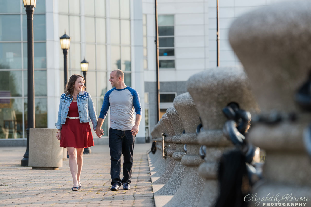 Engagement session on East 9th Street pier in Cleveland, Ohio