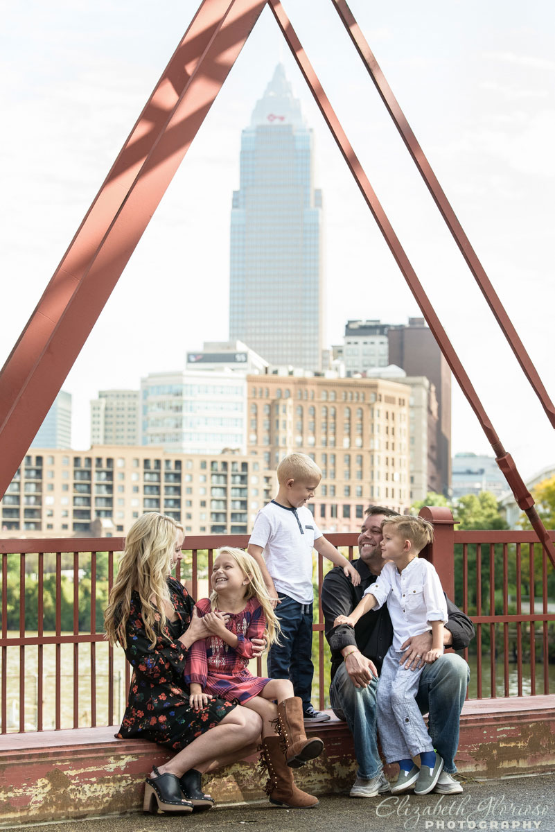 Family portraits overlooking downtown Cleveland, Ohio