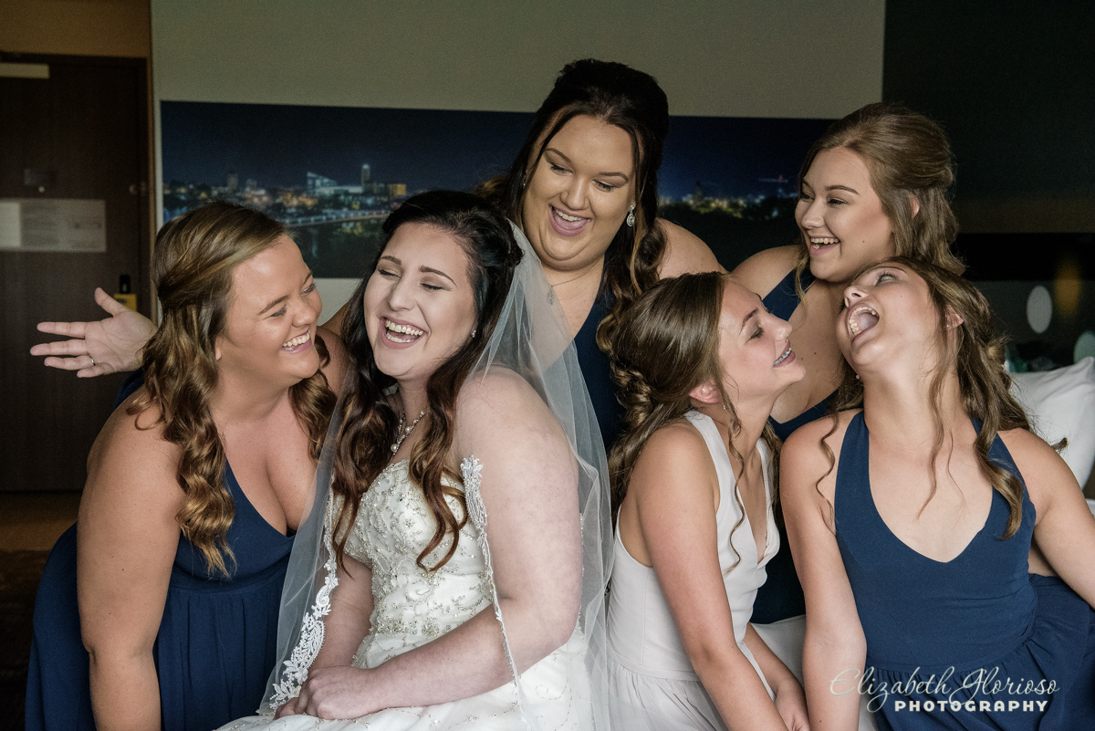 Bride with bridesmaids Akron, Ohio