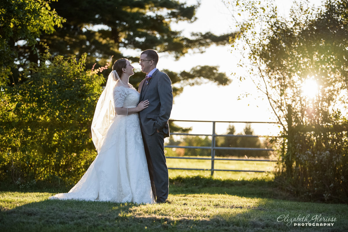 Picture of bride and groom taken outdoors in Burton, Ohio